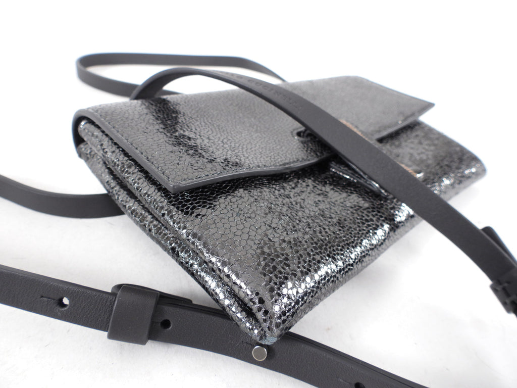 Brunello Cucinelli Charcoal Grey Monili Wallet on Strap Crossbody Bag