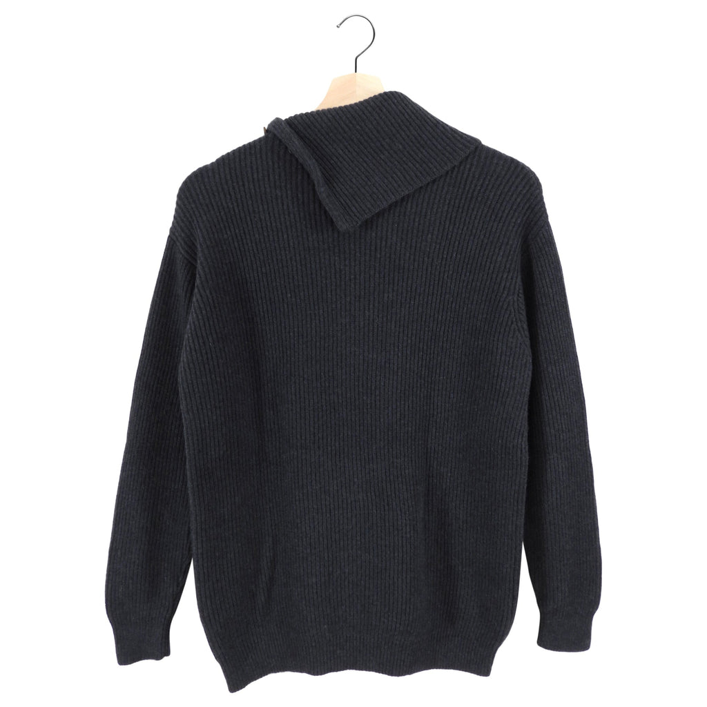 Brunello Cucinelli Charcoal Grey Cashmere Sweater with Monili Trim - M
