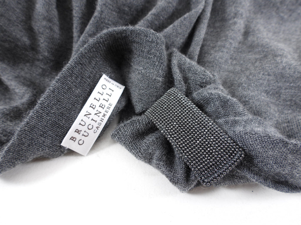 Brunello Cucinelli Grey One Shoulder Monili Knit Top - S