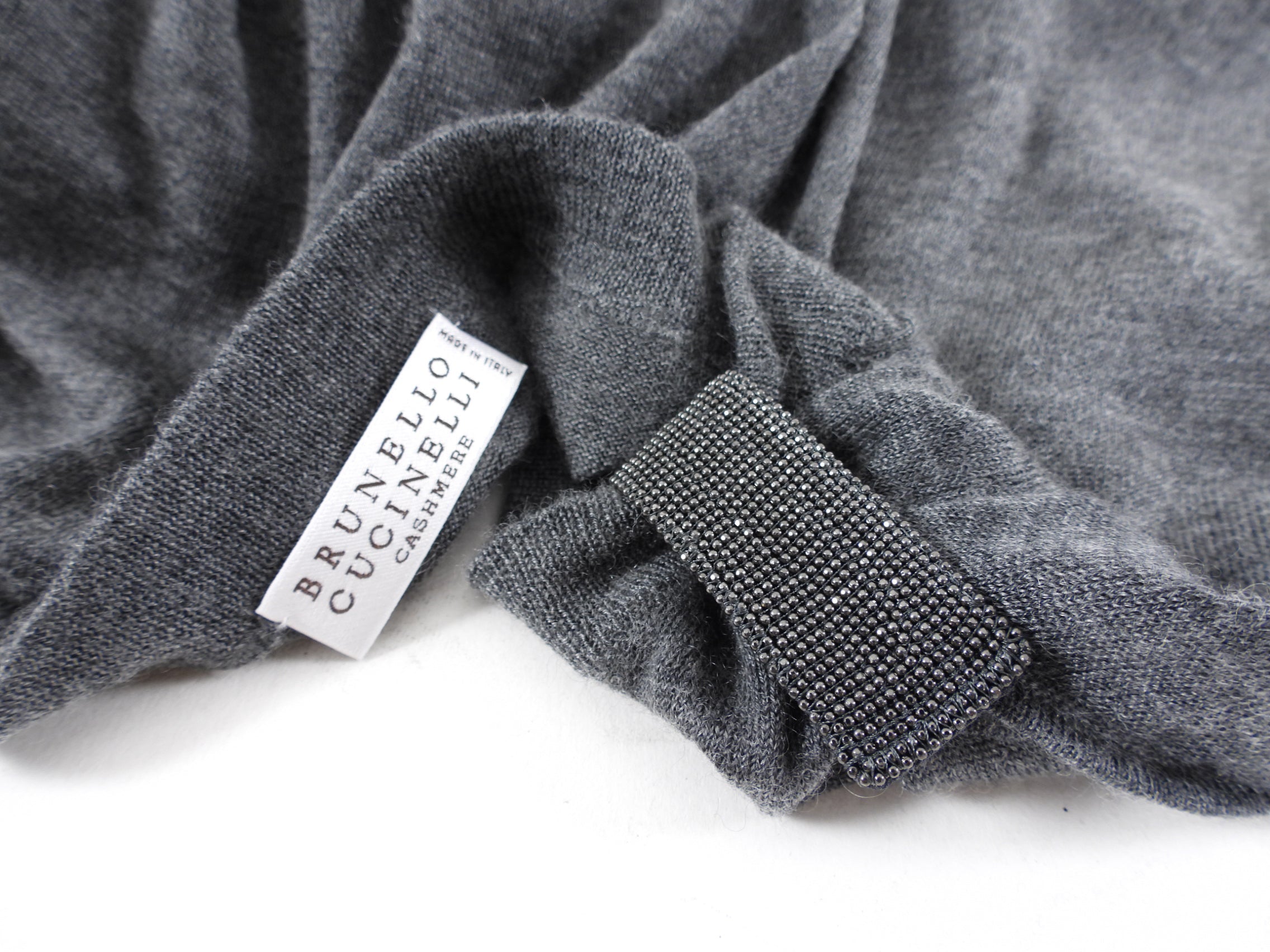 Brunello Cucinelli Grey One Shoulder Monili Knit Top - S