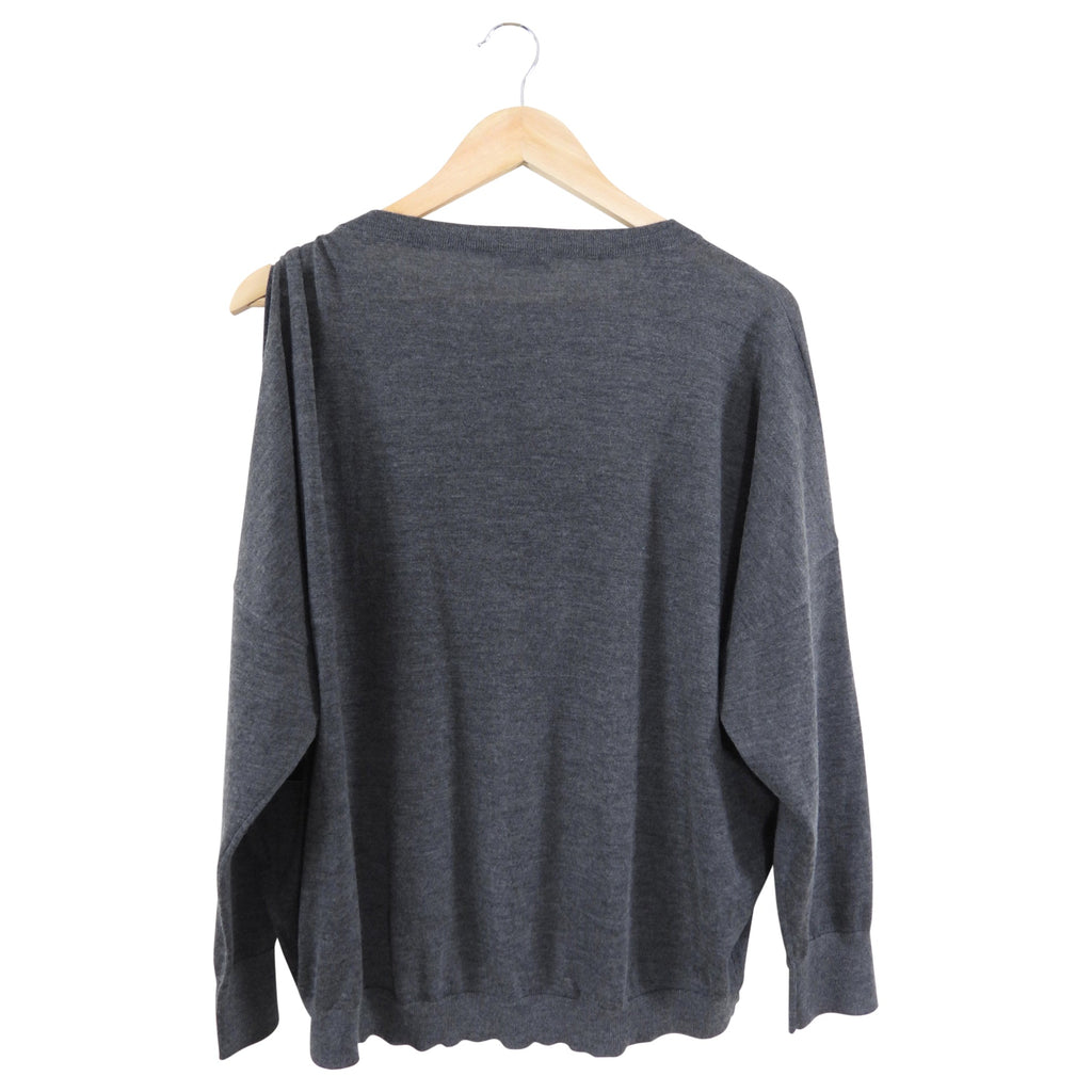 Brunello Cucinelli Grey One Shoulder Monili Knit Top - S