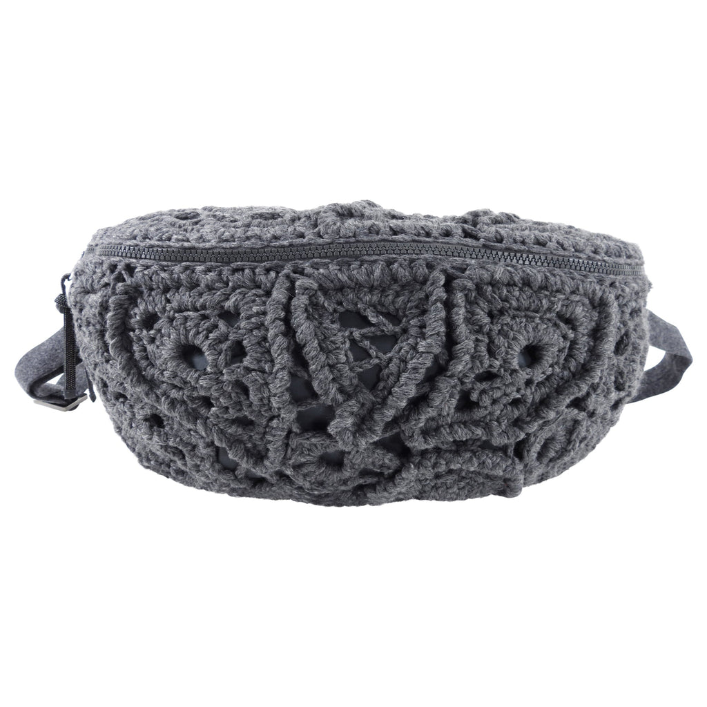 Brunello Cucinelli Grey Cashmere Crochet Body / Belt Bag