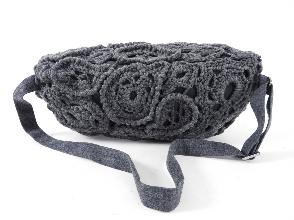 Brunello Cucinelli Grey Cashmere Crochet Body / Belt Bag