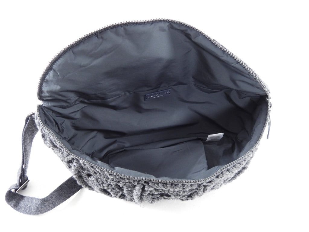 Brunello Cucinelli Grey Cashmere Crochet Body / Belt Bag
