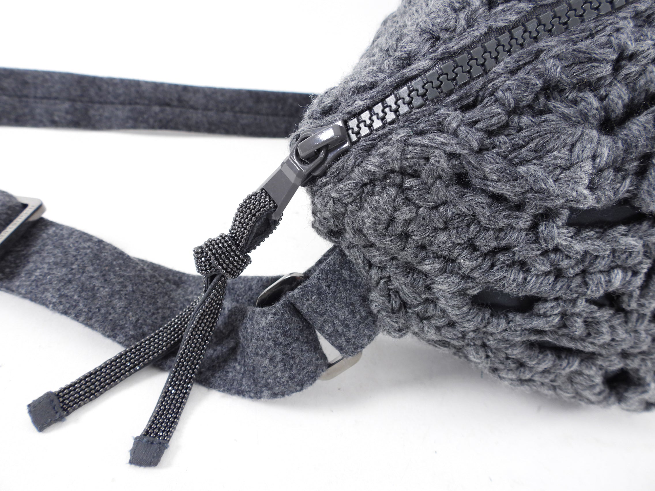 Brunello Cucinelli Grey Cashmere Crochet Body / Belt Bag