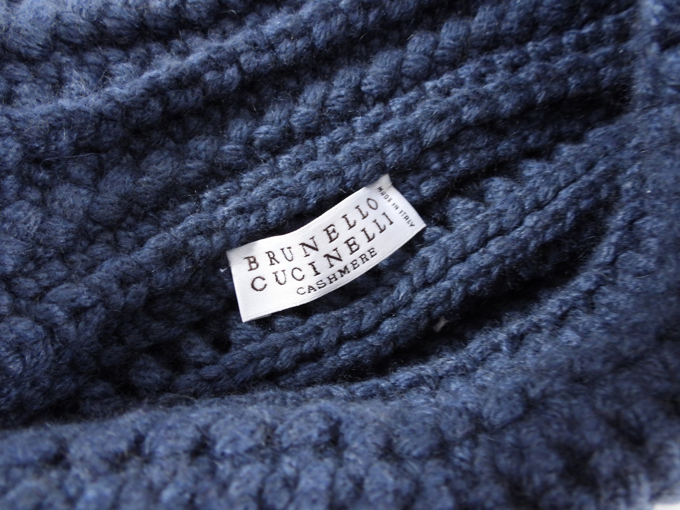 Brunello Cucinelli Steel Blue Cashmere Drawstring Detail Sweater - S