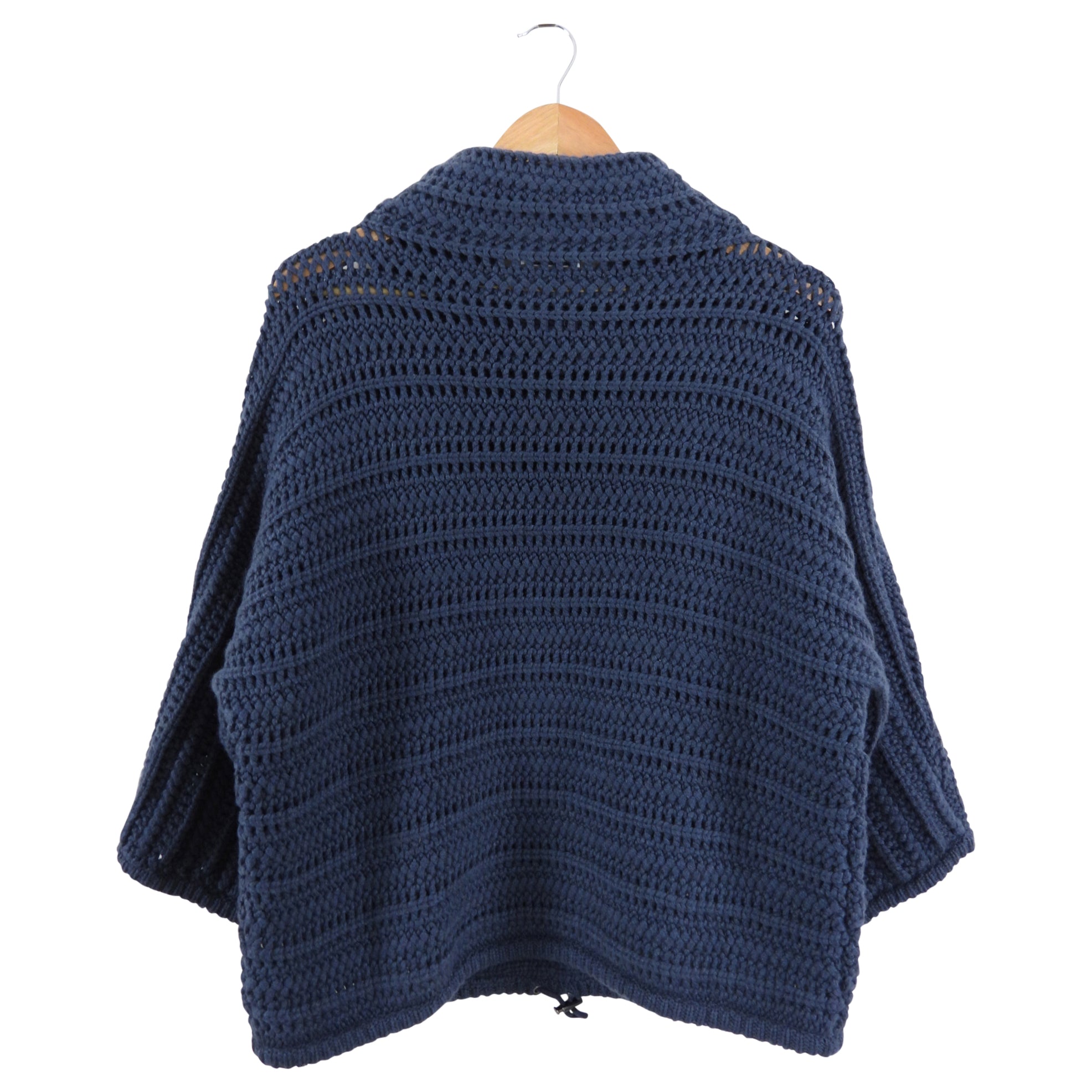 Brunello Cucinelli Steel Blue Cashmere Drawstring Detail Sweater - S