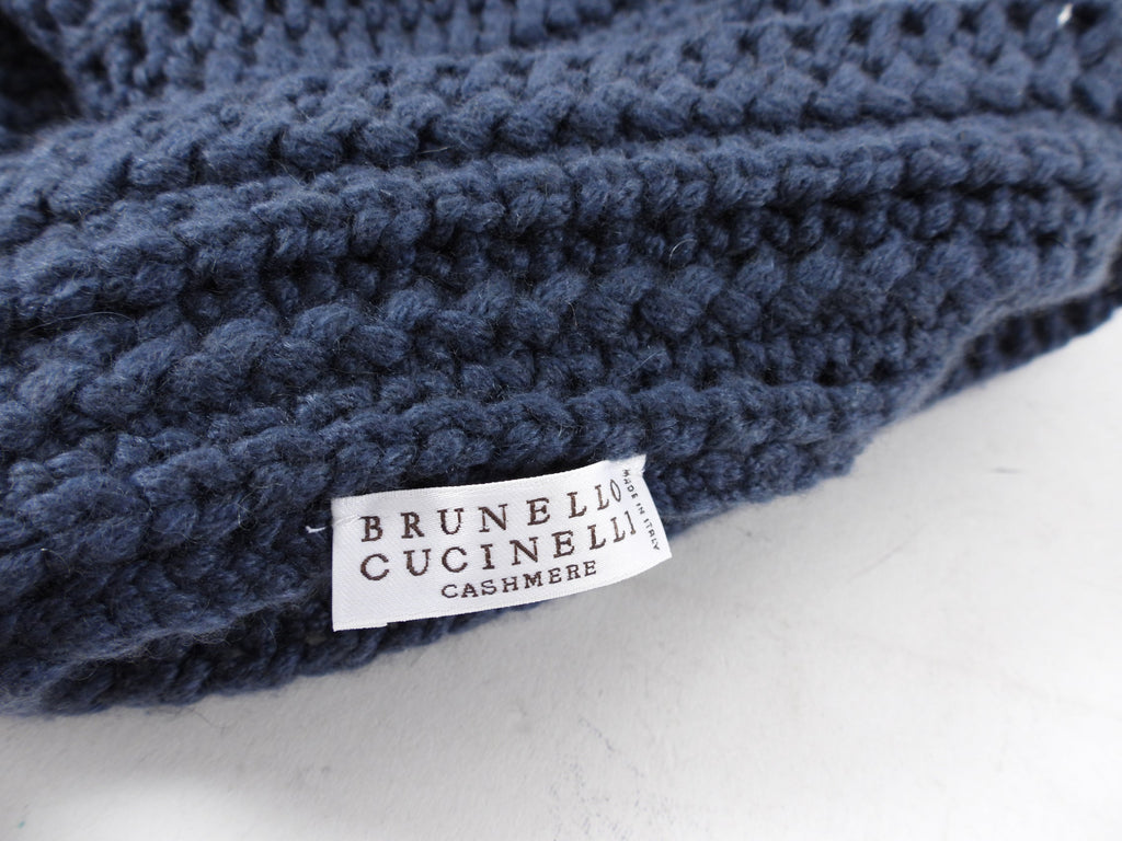 Brunello Cucinelli Steel Blue Cashmere Drawstring Detail Sweater - S
