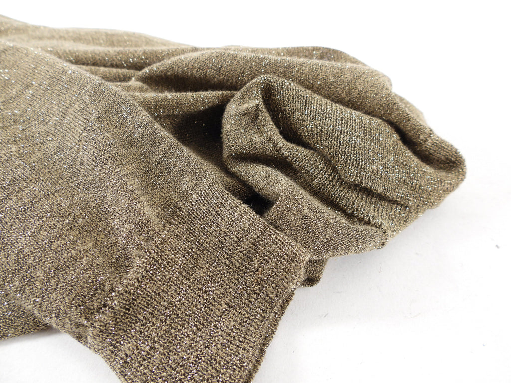 Brunello Cucinelli Gold Shimmer Monili V-Neck Sweater - M