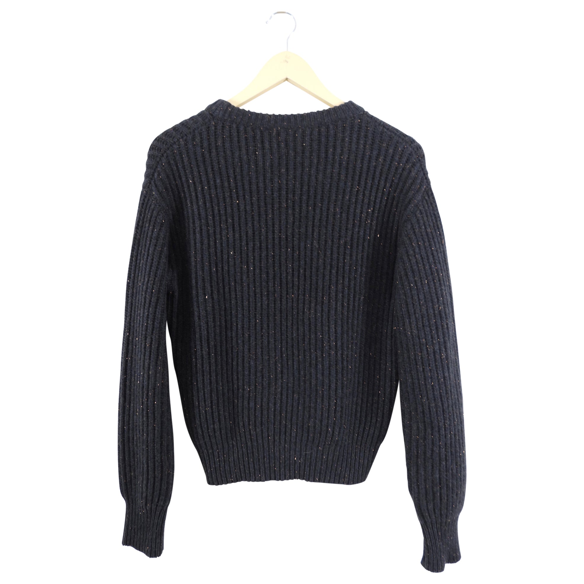 Brunello Cucinelli Smoke Grey Cashmere Sweater with Copper Fleck Thread - S