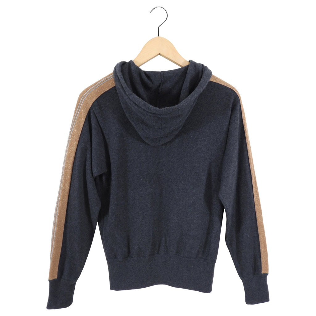Brunello Cucinelli Grey and Copper Monili Cashmere Hoodie - S
