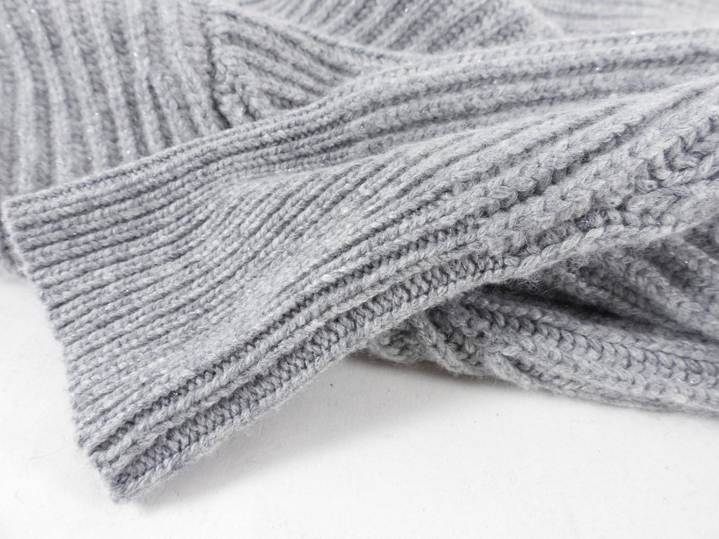 Brunello Cucinelli Light Grey Shimmer Cashmere Sweater - S