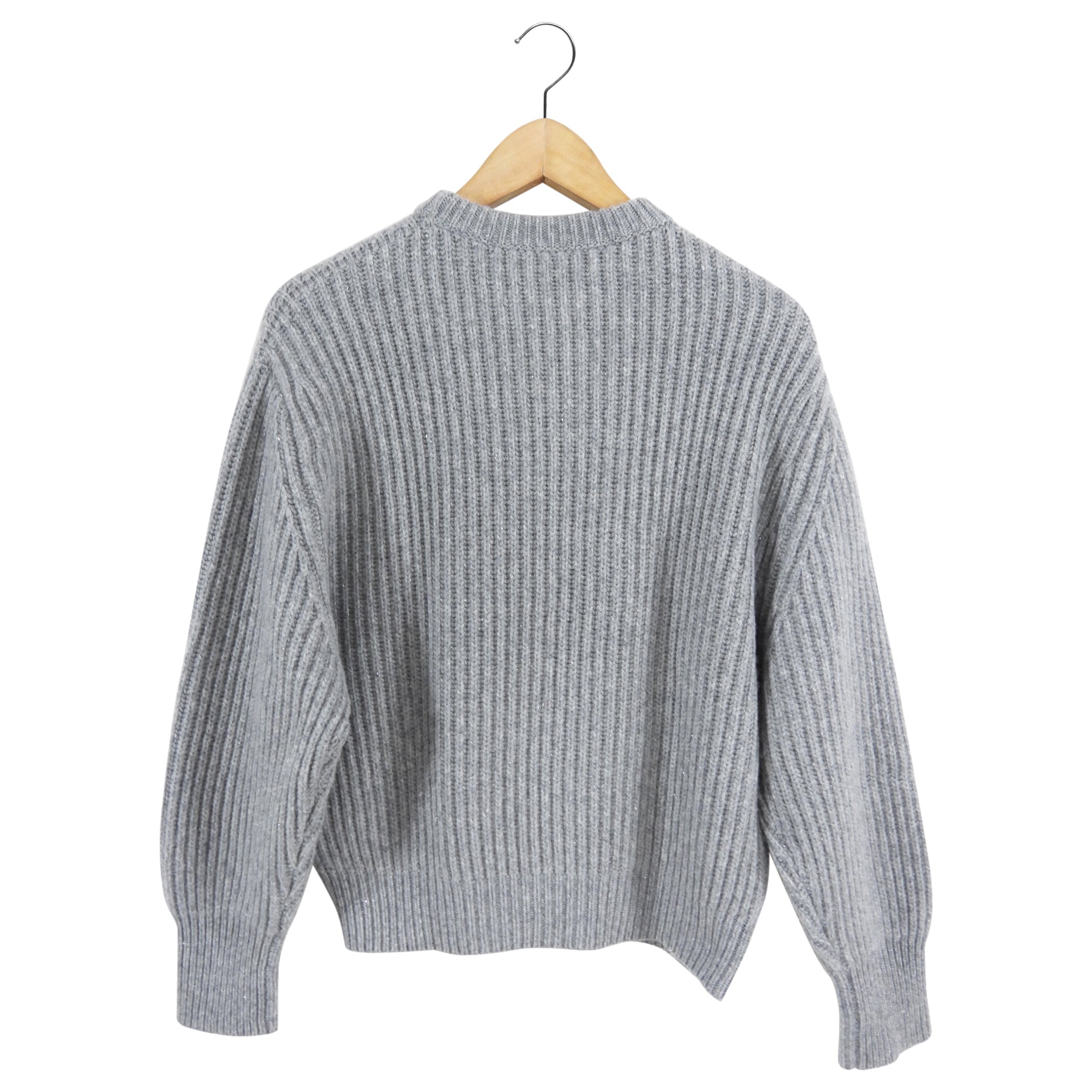 Brunello Cucinelli Light Grey Shimmer Cashmere Sweater - S
