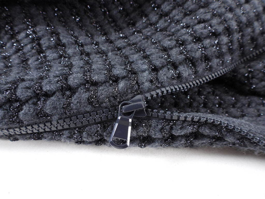Brunello Cucinelli Charcoal Grey Shimmer Knit Zip Sweater - S