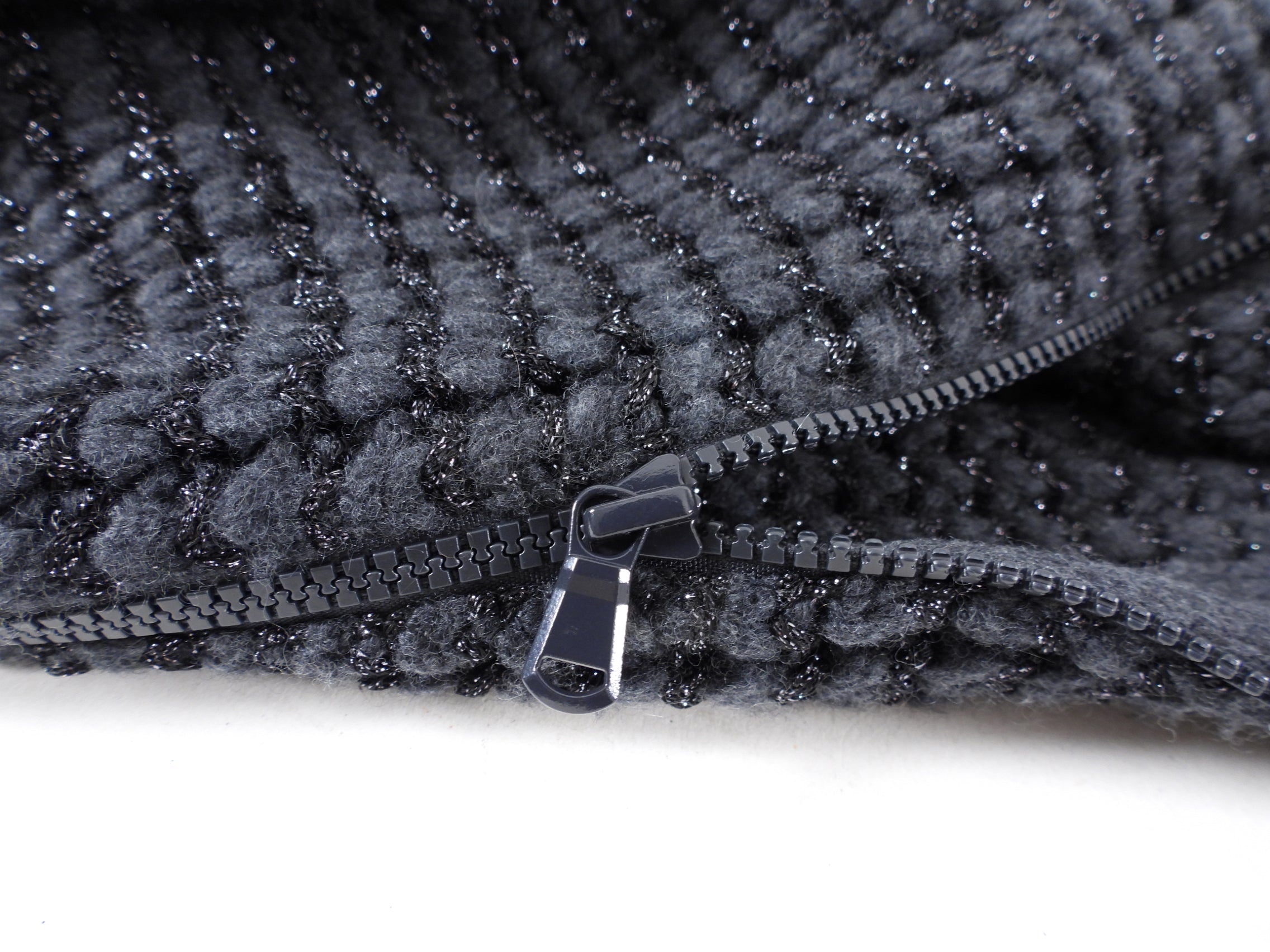 Brunello Cucinelli Charcoal Grey Shimmer Knit Zip Sweater - S