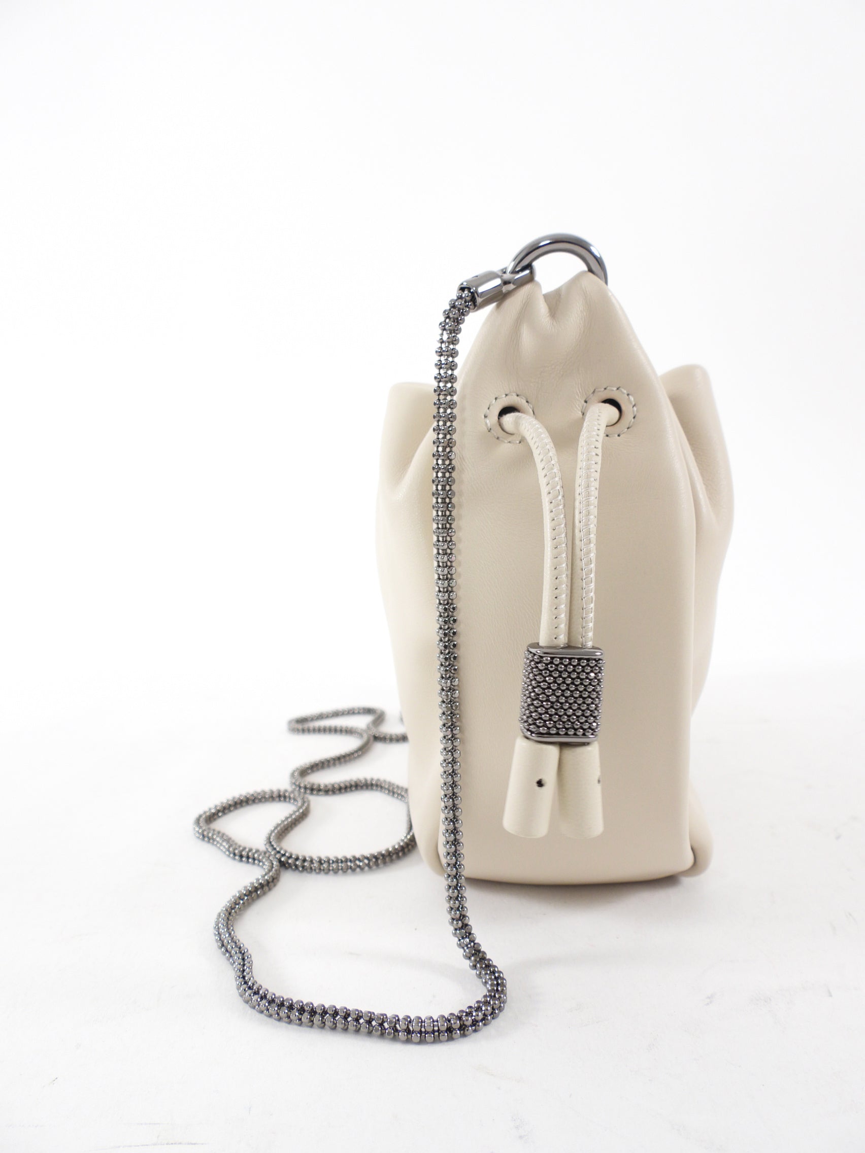Brunello Cucinelli Mini Mellow Ivory Leather Bucket Bag