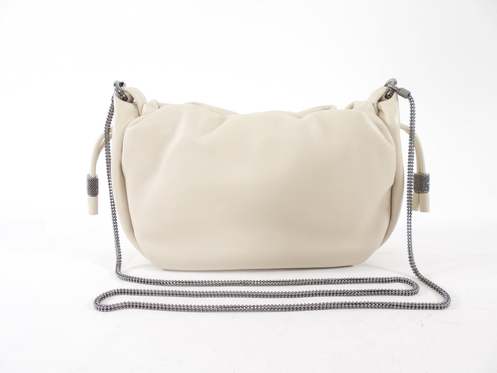 Brunello Cucinelli Mini Mellow Ivory Leather Bucket Bag