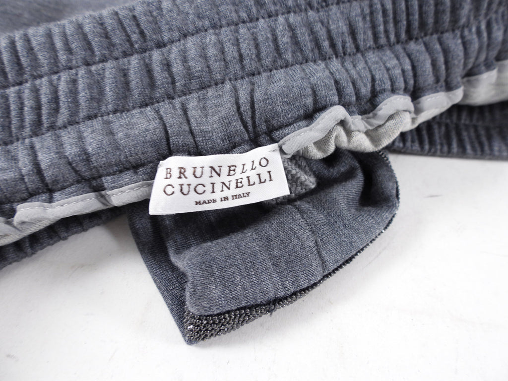 Brunello Cucinelli Grey Wide Leg Monili Stripe Jogging Pants - S