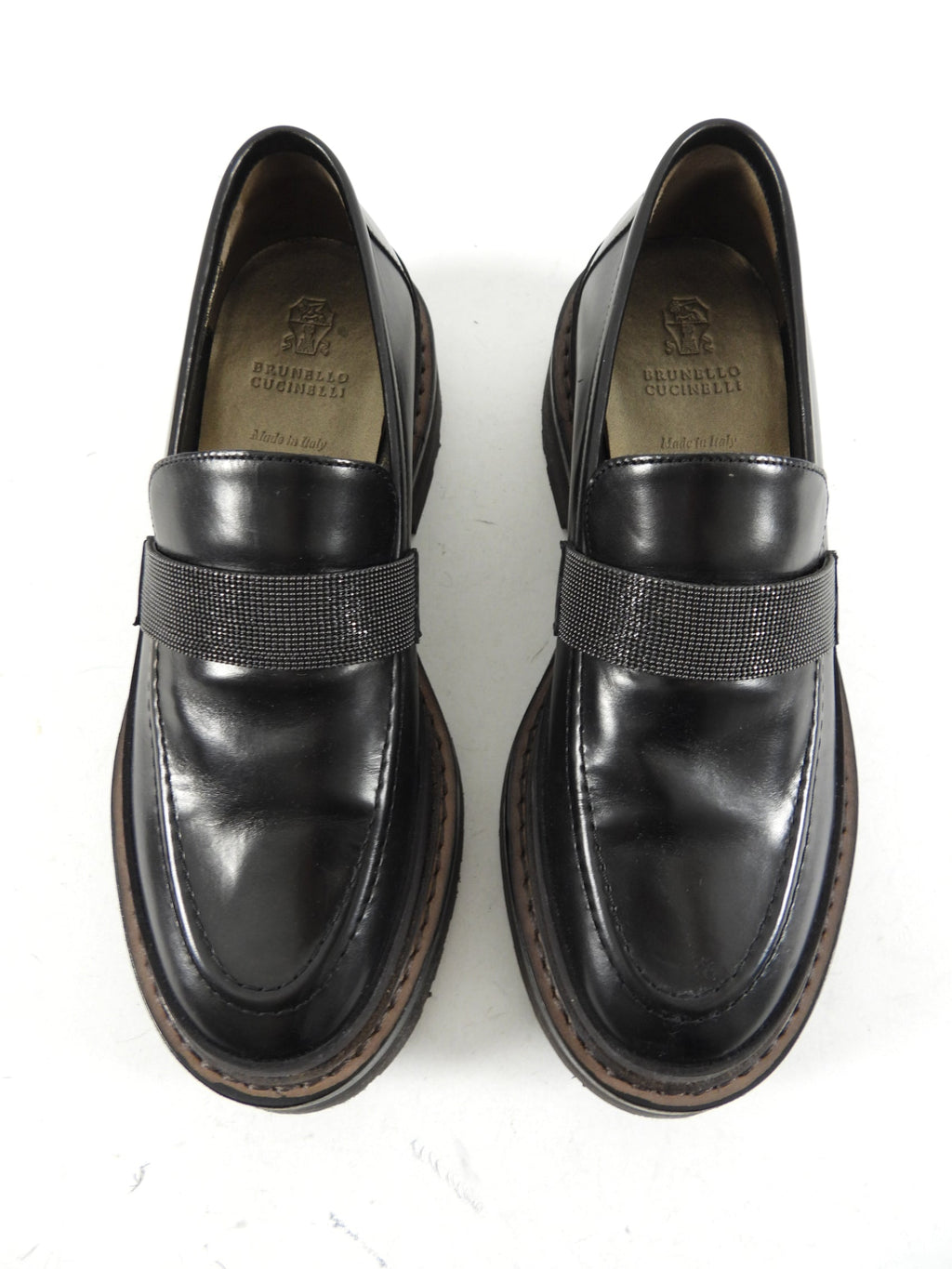 Brunello Black Leather Monili Chunky Loafer - 36.5 / 37