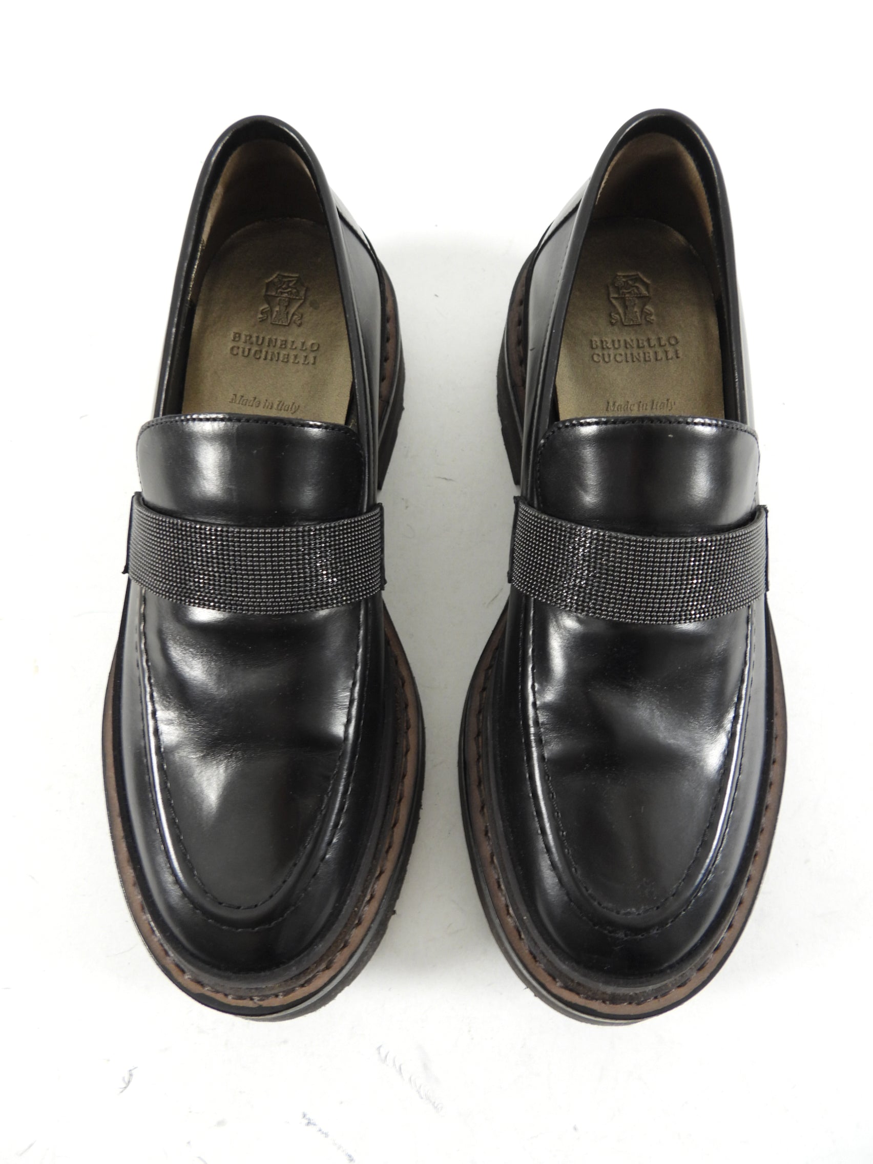 Brunello Black Leather Monili Chunky Loafer - 36.5 / 37