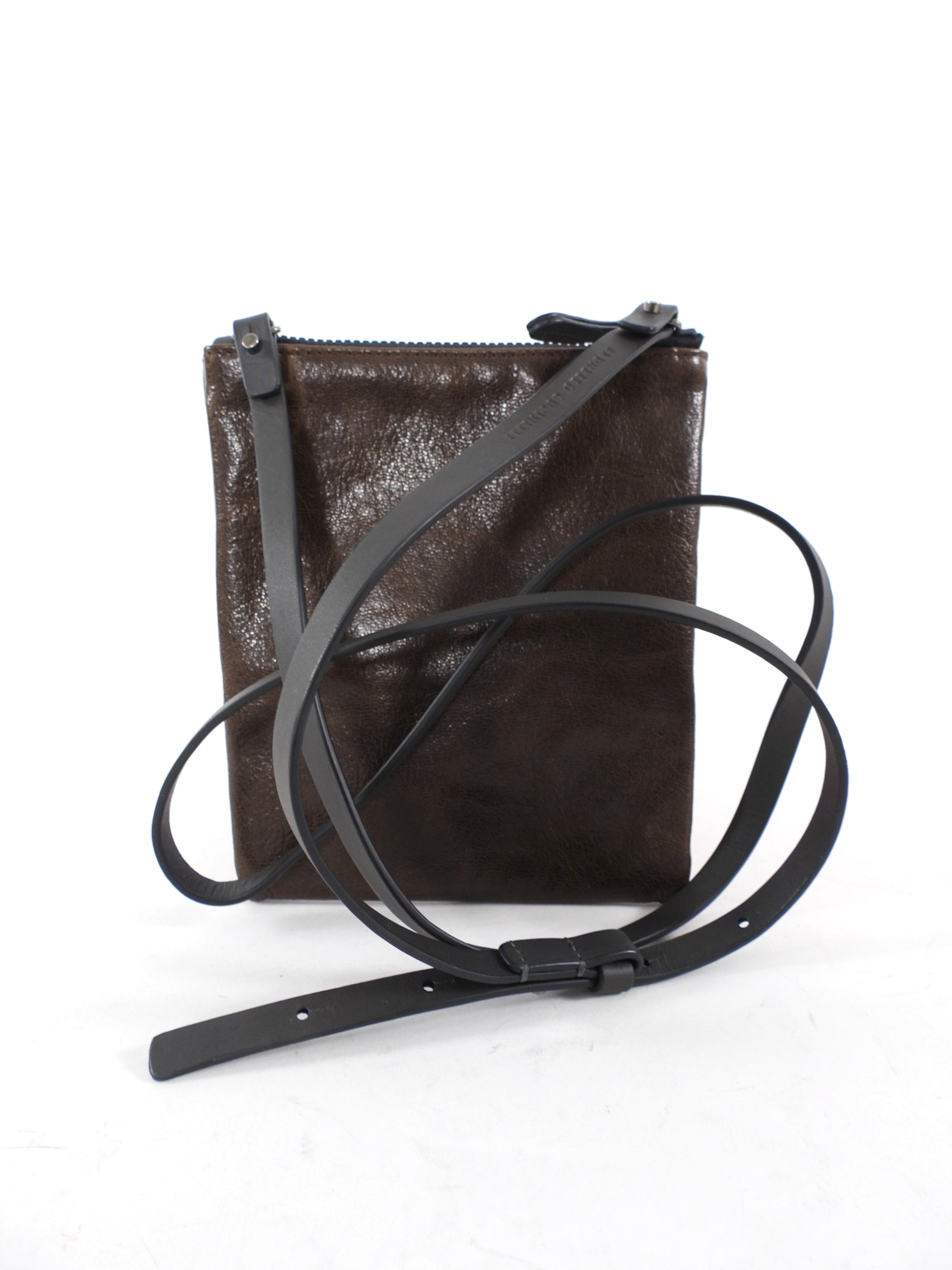 Brunello Cucinelli Dark Brown Leather Monili Mini Crossbody Pouch Bag