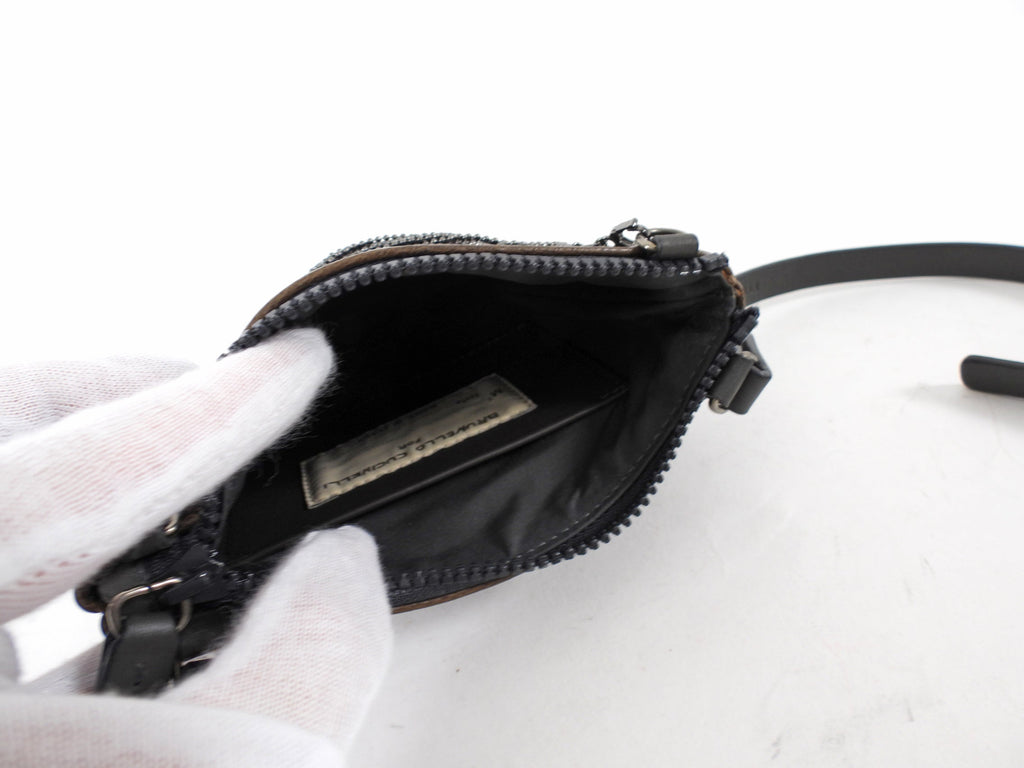 Brunello Cucinelli Dark Brown Leather Monili Mini Crossbody Pouch Bag