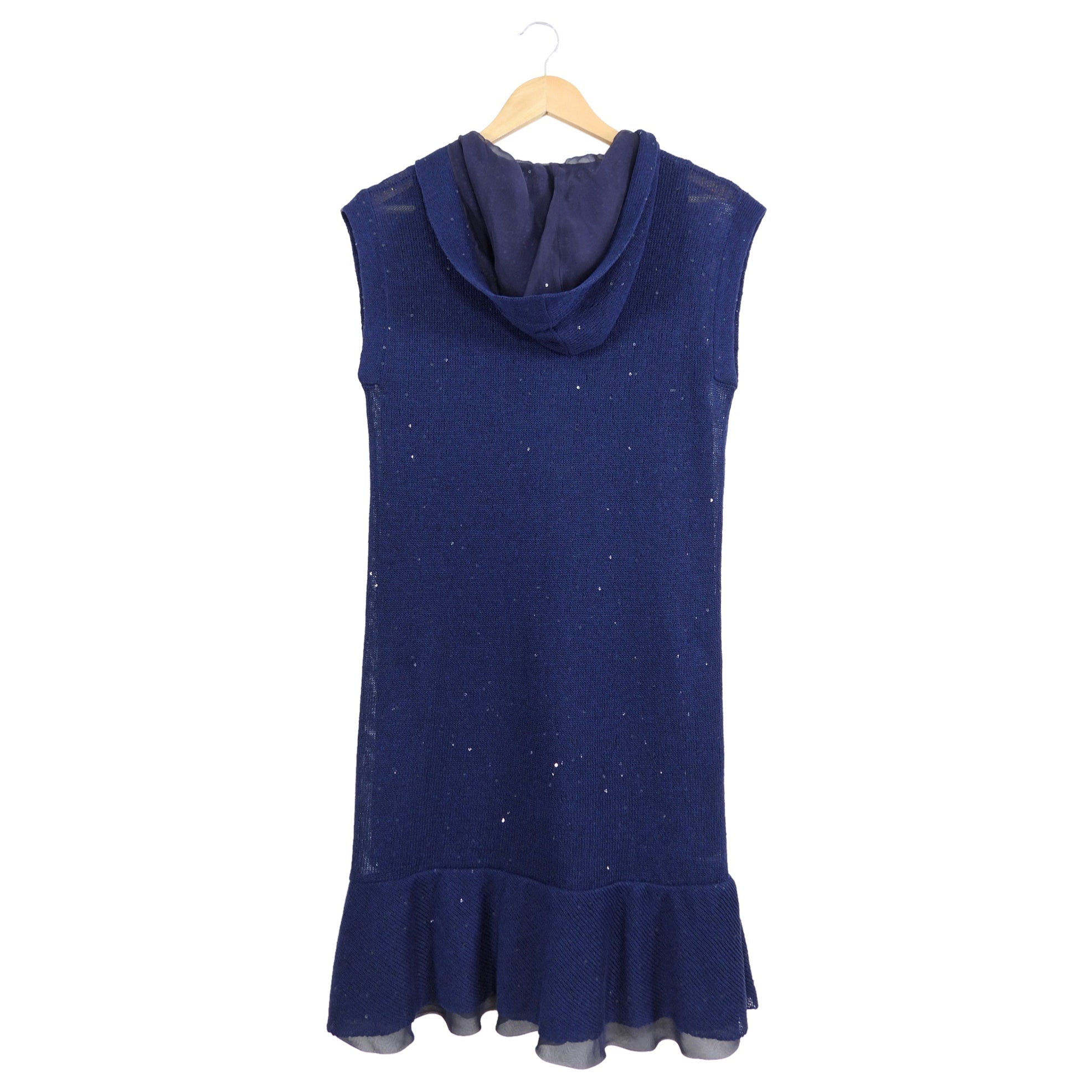 Brunello Cucinelli Navy Knit Sleeveless Zip Dress - M