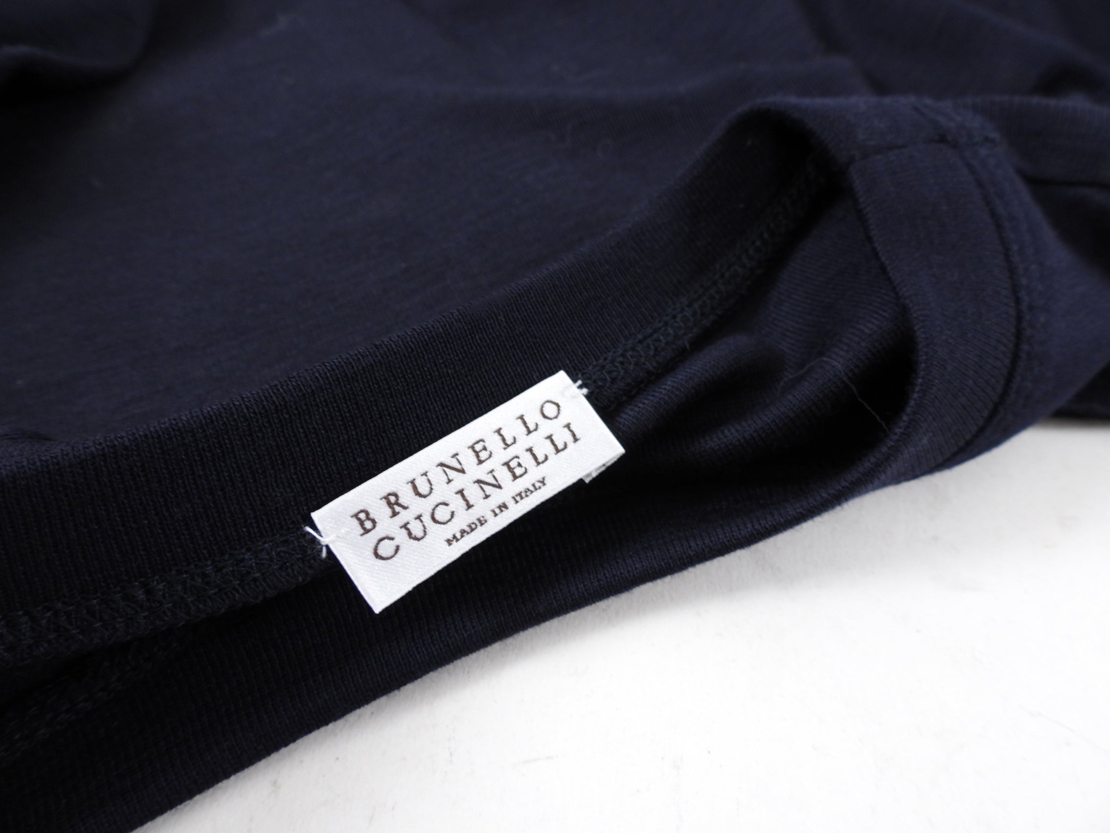 Brunello Cucinelli Navy Blue Long Sleeve Knit Top with Monili Pocket - 6