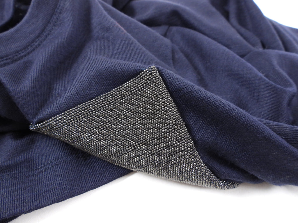 Brunello Cucinelli Navy Blue Long Sleeve Knit Top with Monili Pocket - 6