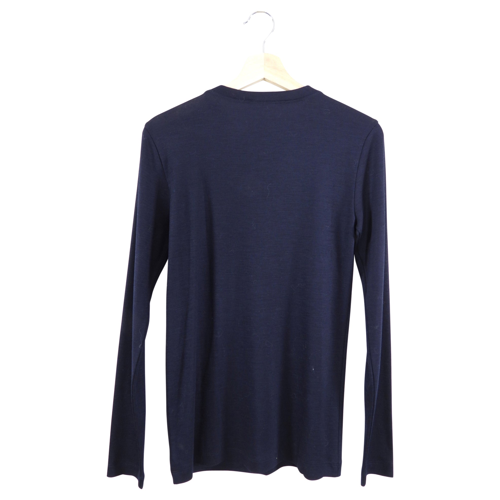 Brunello Cucinelli Navy Blue Long Sleeve Knit Top with Monili Pocket - 6