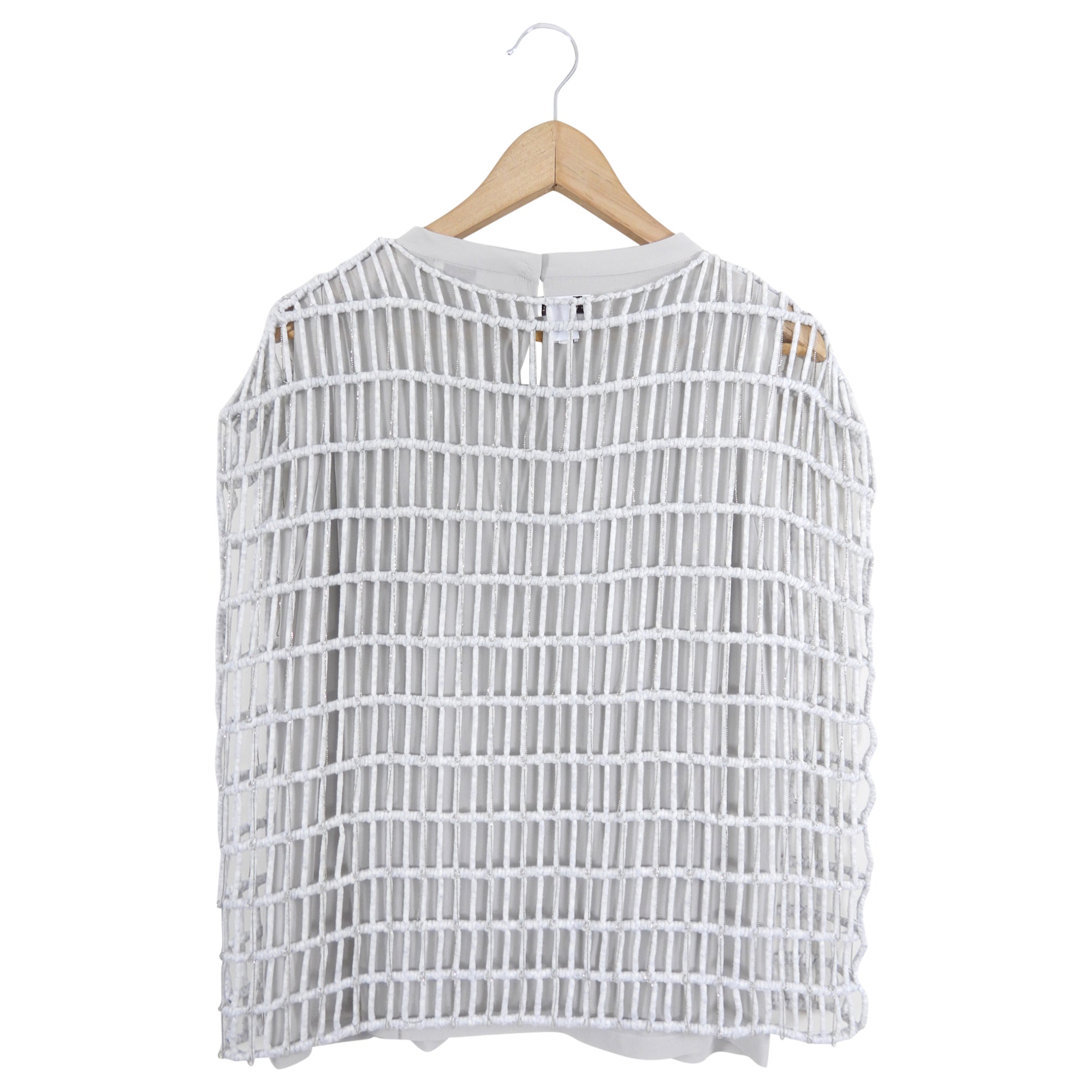 Brunello Cucinelli Dove Grey Caged Knit Chain Top - L (8/10)
