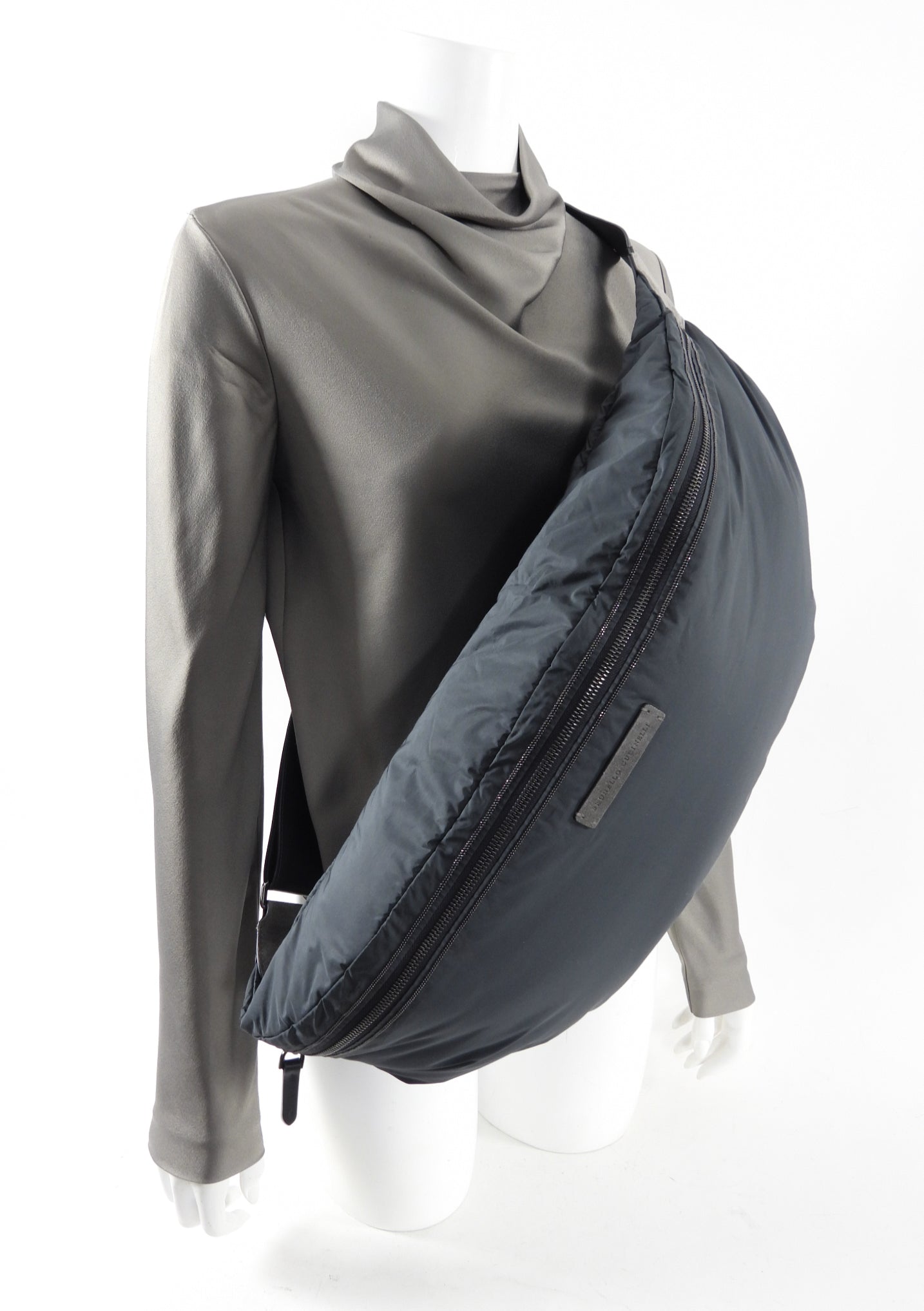 Brunello Cucinelli Grey Nylon Large Body Bag