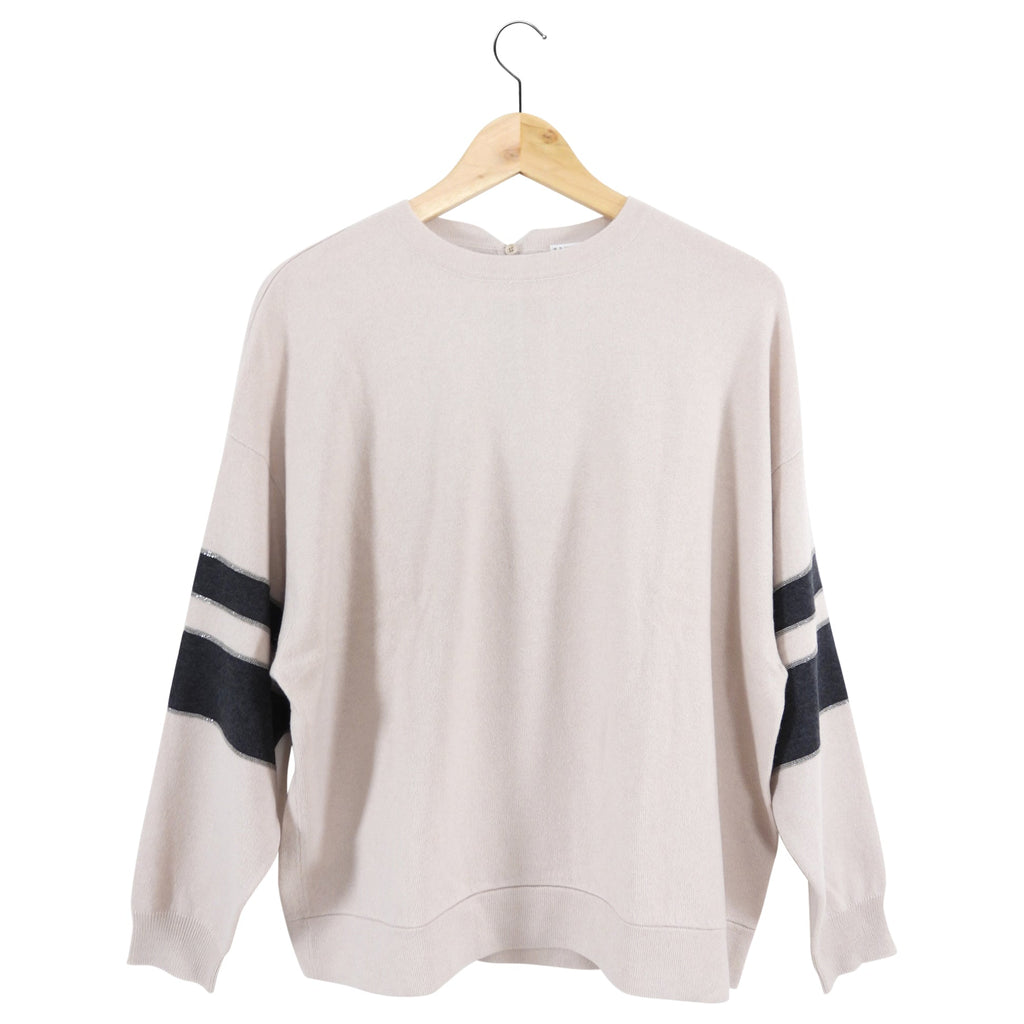Brunello Cucinelli Pale Pink Cashmere Band Sleeve Sweater - S