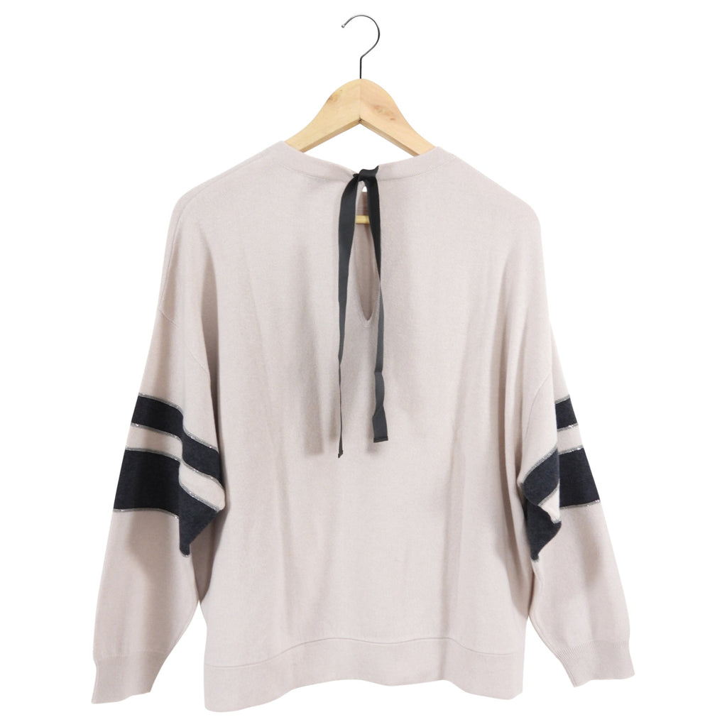 Brunello Cucinelli Pale Pink Cashmere Band Sleeve Sweater - S