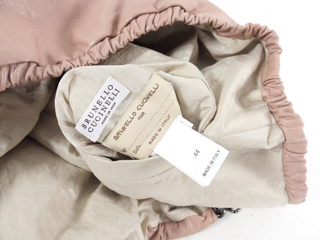 Brunello Cucinelli Quartz Pink Leather Reversible Hooded Vest - IT44 / 8