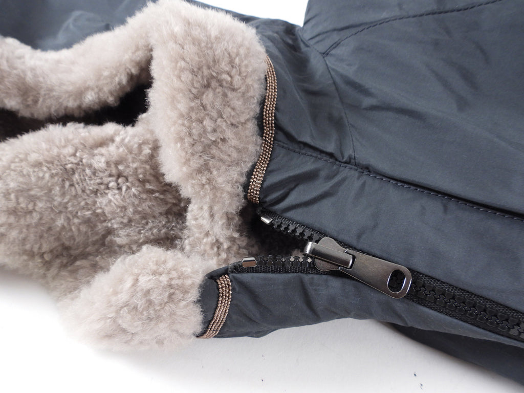 Brunello Cucinelli Charcoal Grey / Taupe Shearling Reversible Zip Coat - IT40 / 4