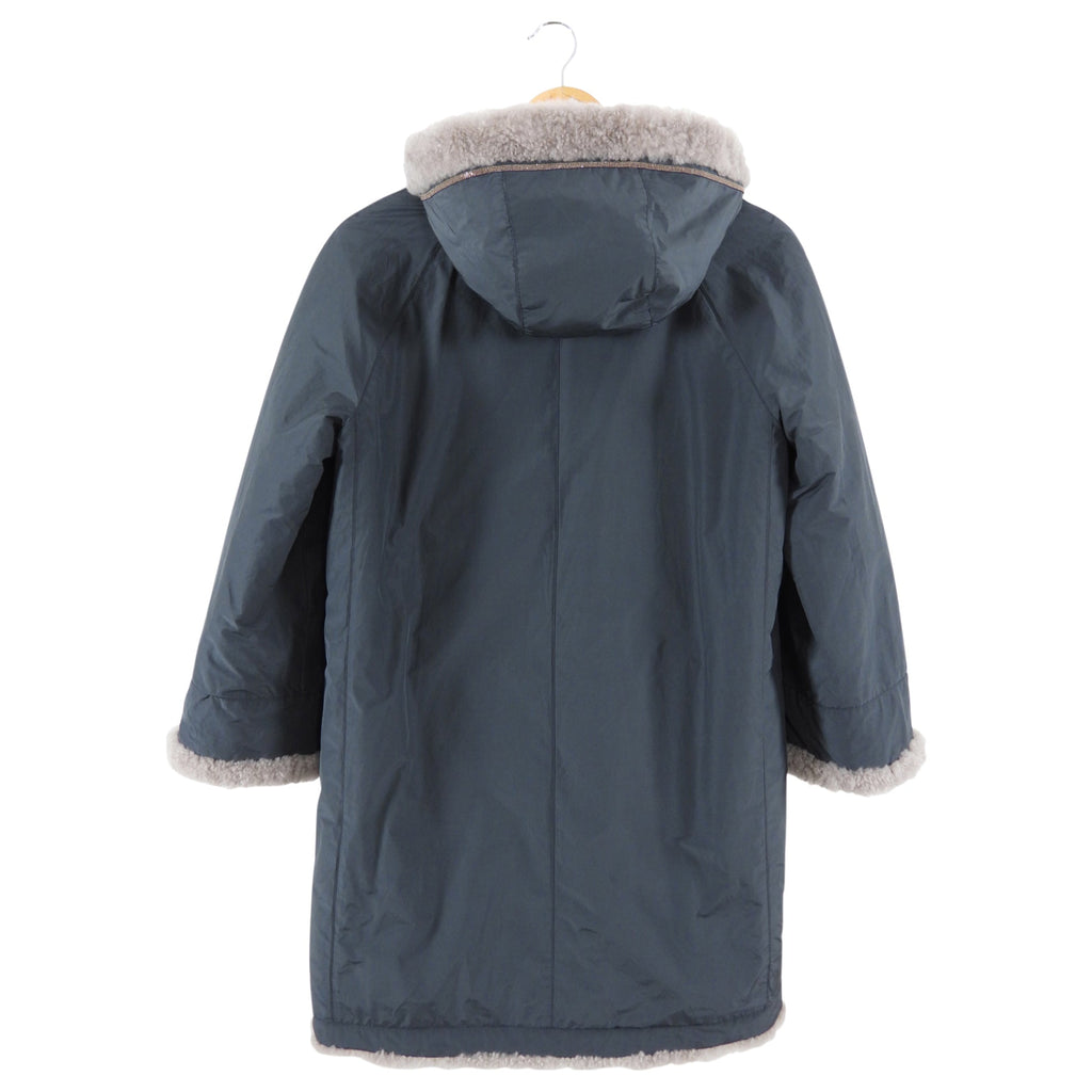Brunello Cucinelli Charcoal Grey / Taupe Shearling Reversible Zip Coat - IT40 / 4