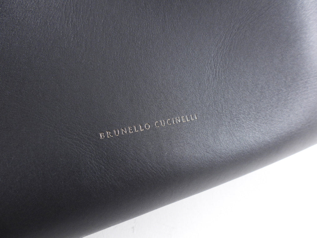 Brunello Cucinelli Black Leather Monili shearling Two Way Bag