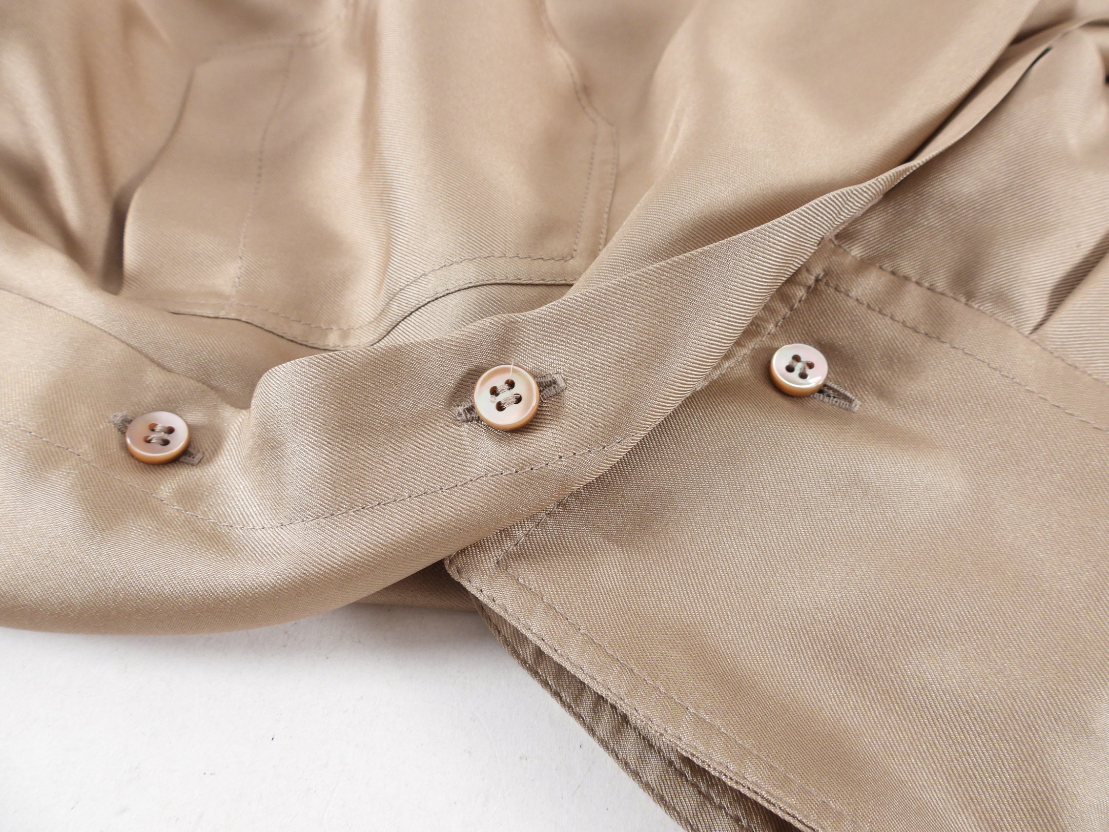 Brunello Cucinelli Light Brown Silk Monili Collar Shirt - XS