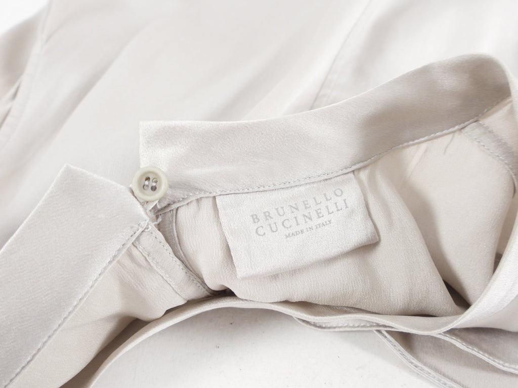 Brunello Cucinelli Light Grey Beige Silk Tank Top - M