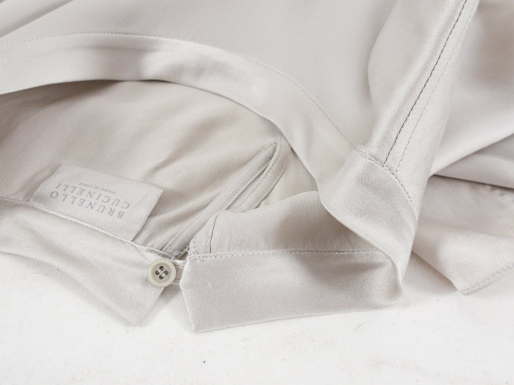 Brunello Cucinelli Light Grey Beige Silk Tank Top - M