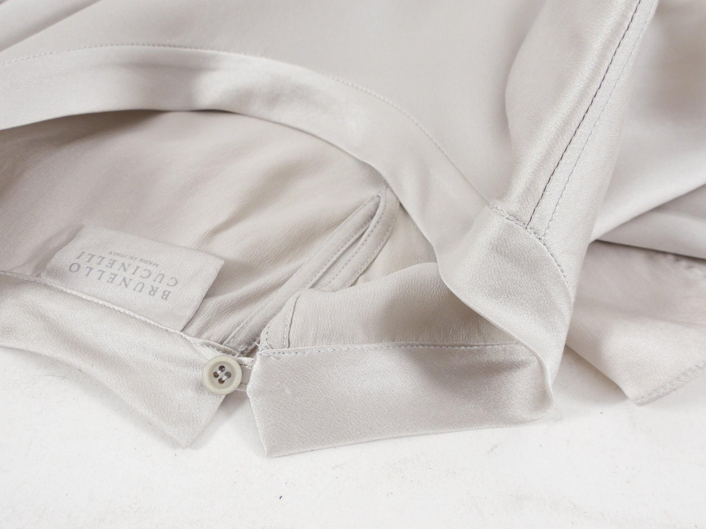 Brunello Cucinelli Light Grey Beige Silk Tank Top - M