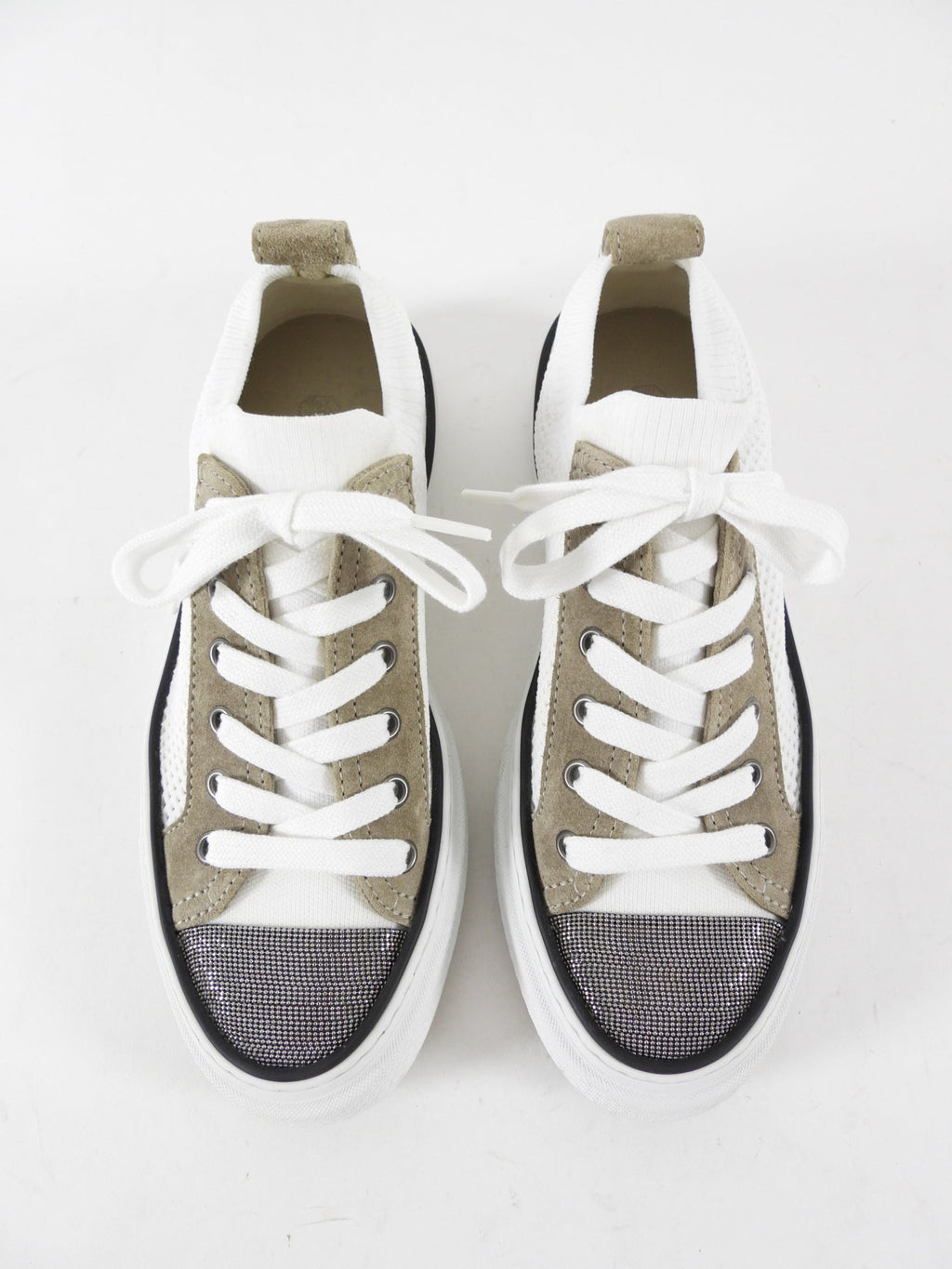 Brunello Cucinelli White Knit Low Top Sock Sneaker - 37