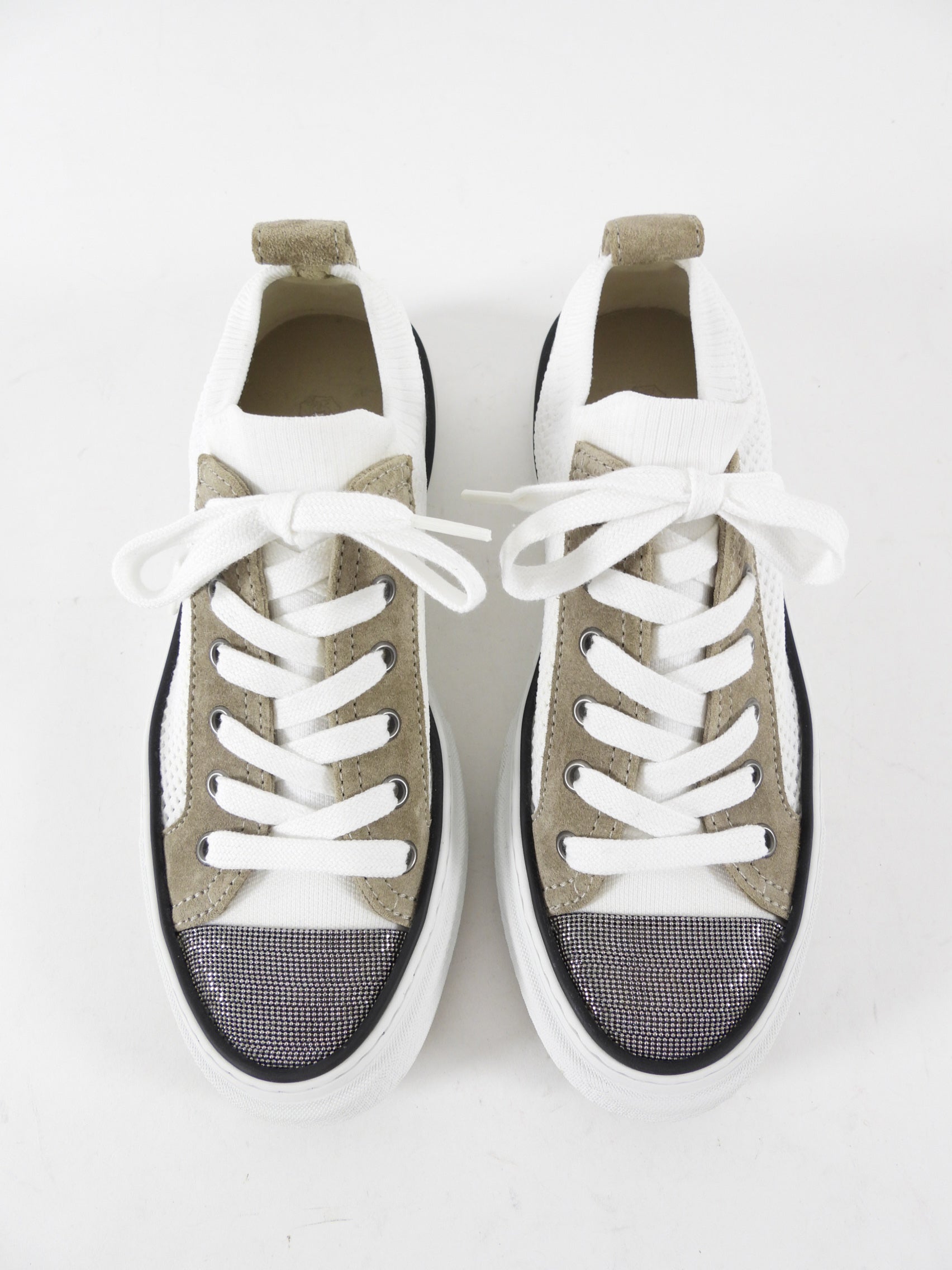 Brunello Cucinelli White Knit Low Top Sock Sneaker - 37