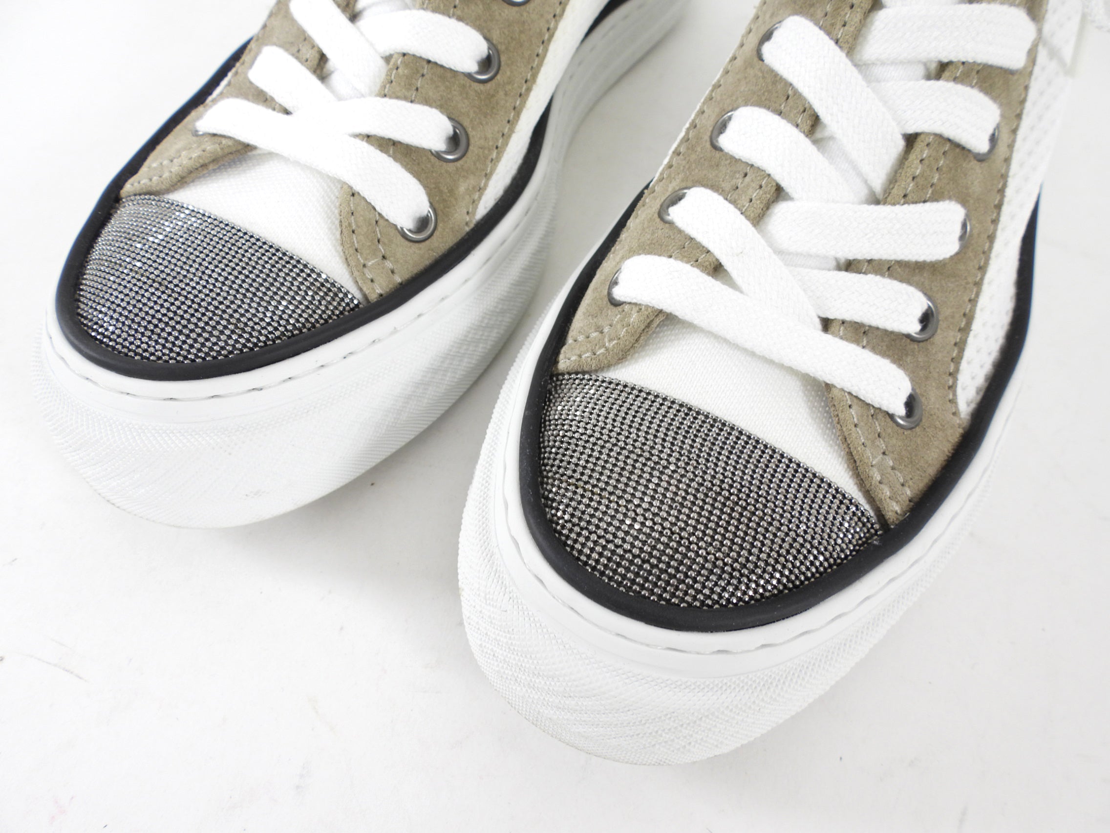 Brunello Cucinelli White Knit Low Top Sock Sneaker - 37