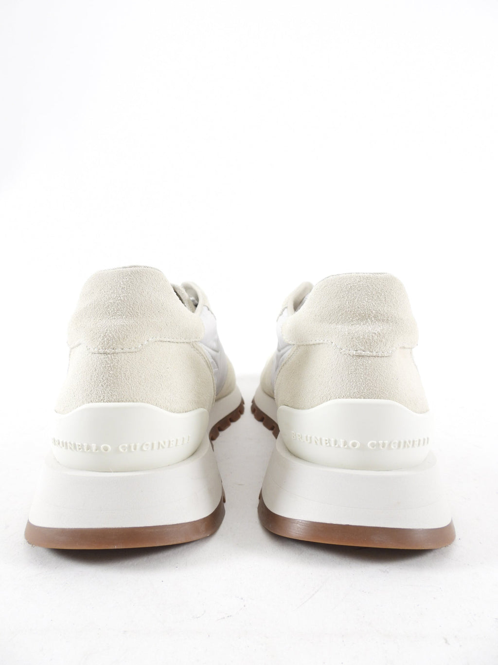 Brunello Cucinelli Off White Leather Nylon Monili Sneakers - 40