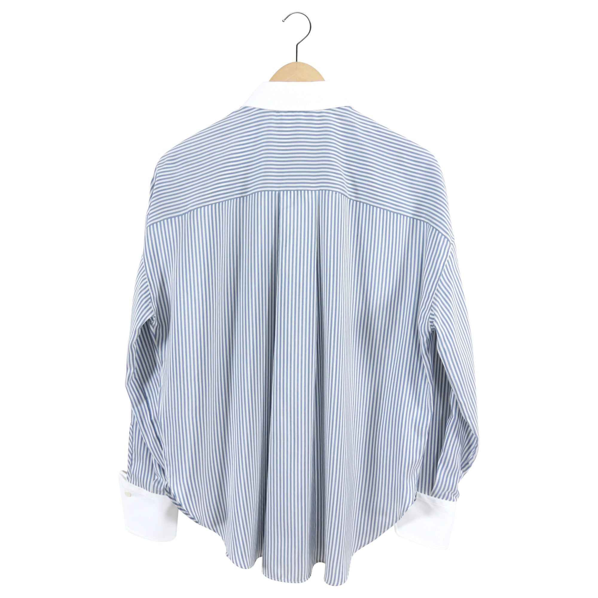 Brunello Cucinelli Blue and White Pin Stripe Silk Shirt - S