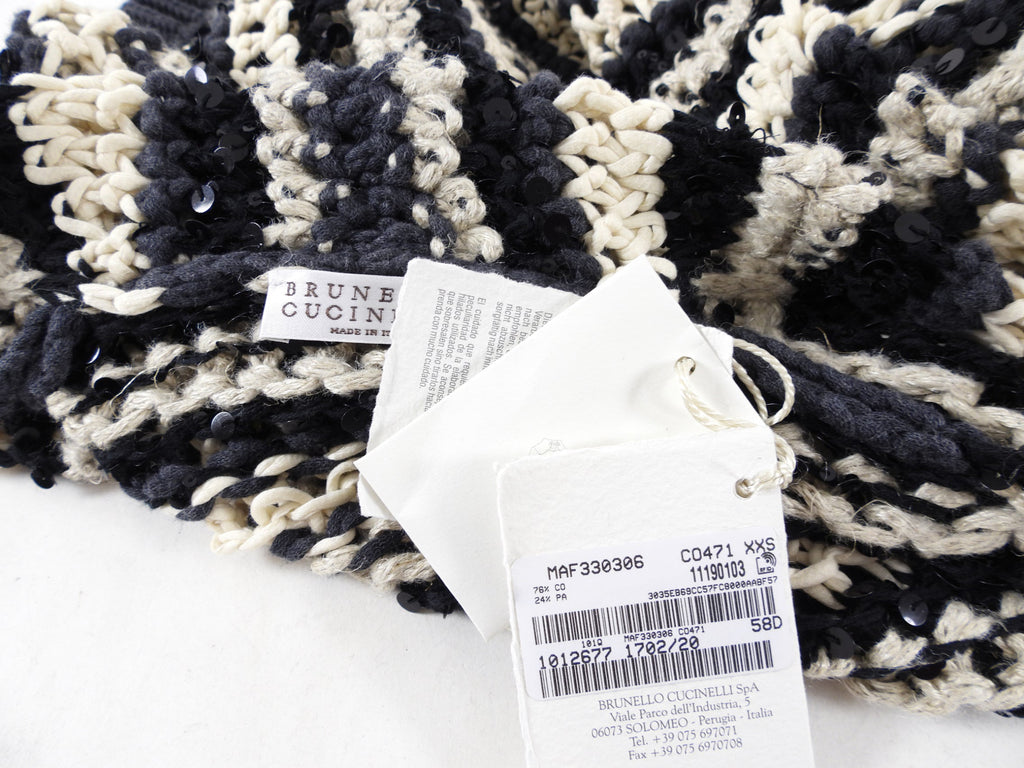 Brunello Cucinelli short sleeve Sequin Knit Stripe igan - XXS