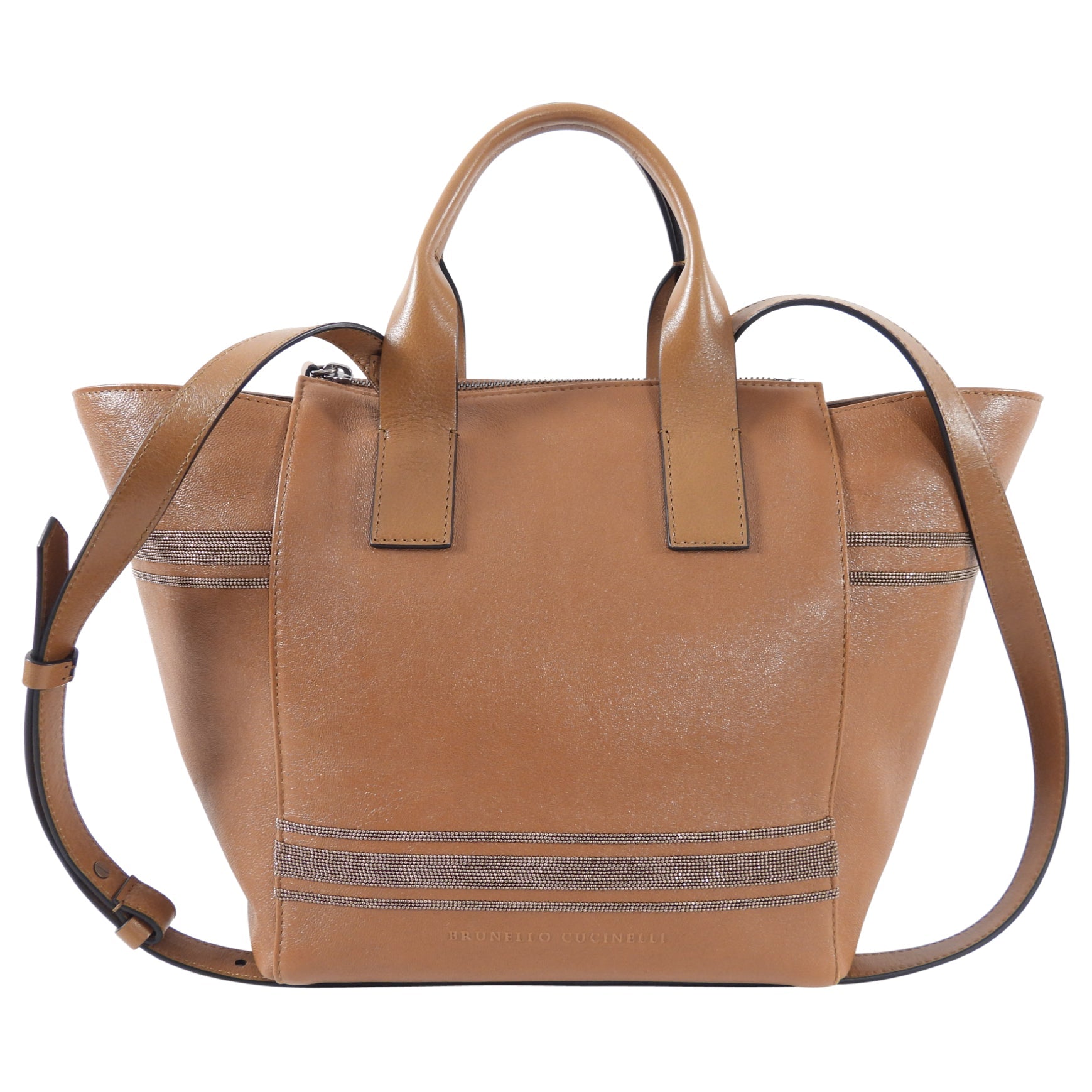 Brunello Cucinelli Brown Monili Two Way Satchel Bag