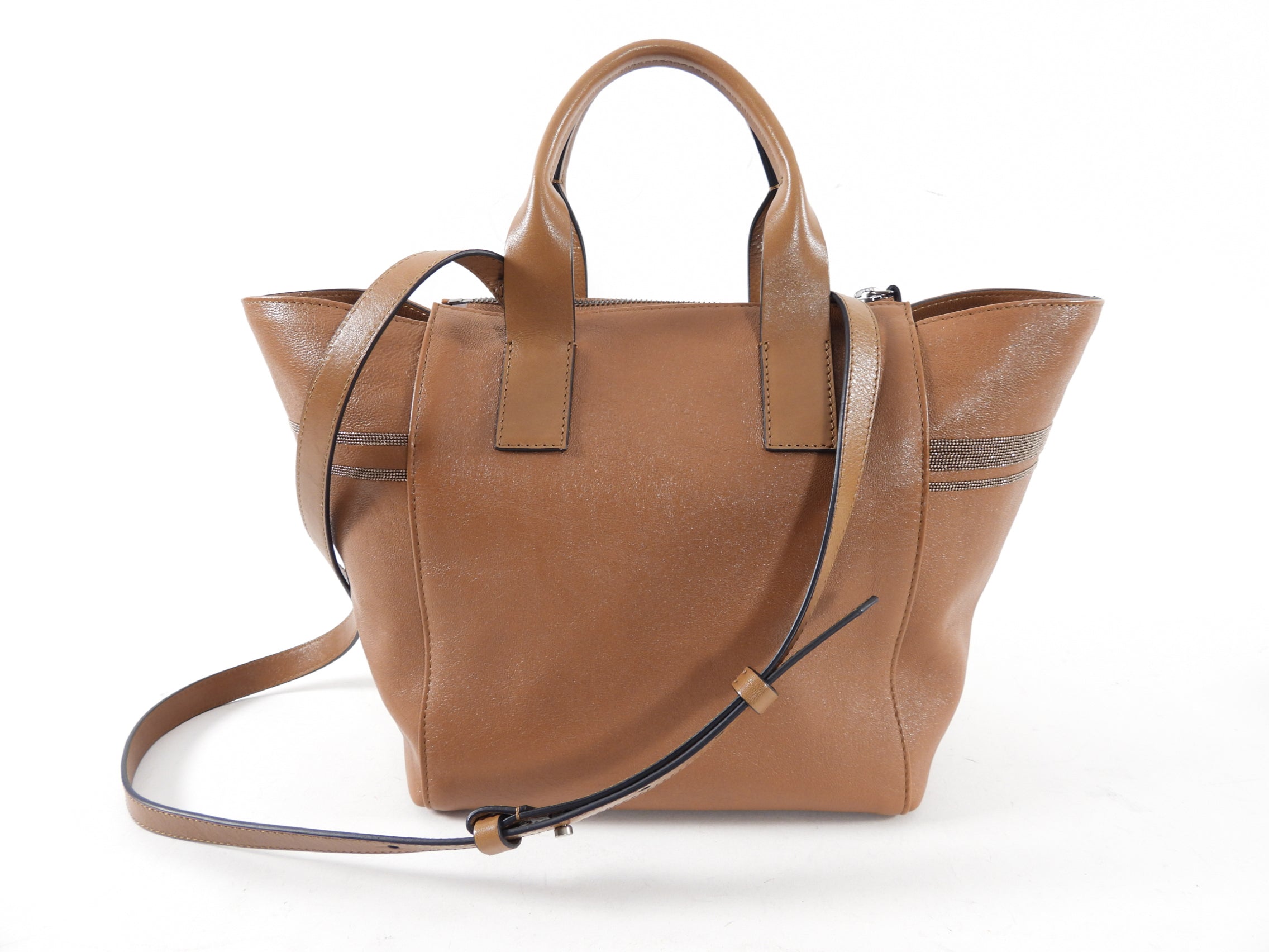 Brunello Cucinelli Brown Monili Two Way Satchel Bag